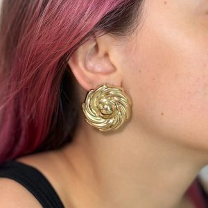 Xuping 14 Ayar Altın Renginde Yuvarlak Küpe