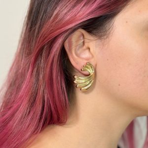 Xuping 14 Ayar Altın Renginde Yelpaze Küpe