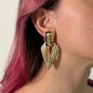 Xuping 14 Ayar Altın Renginde Üçgen Sallantılı Küpe